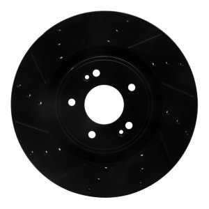 Hyundai Genesis Coupe Brake Rotor (1) - Front Left - R1 Concepts - Drilled & Slotted - Black - `10-`16